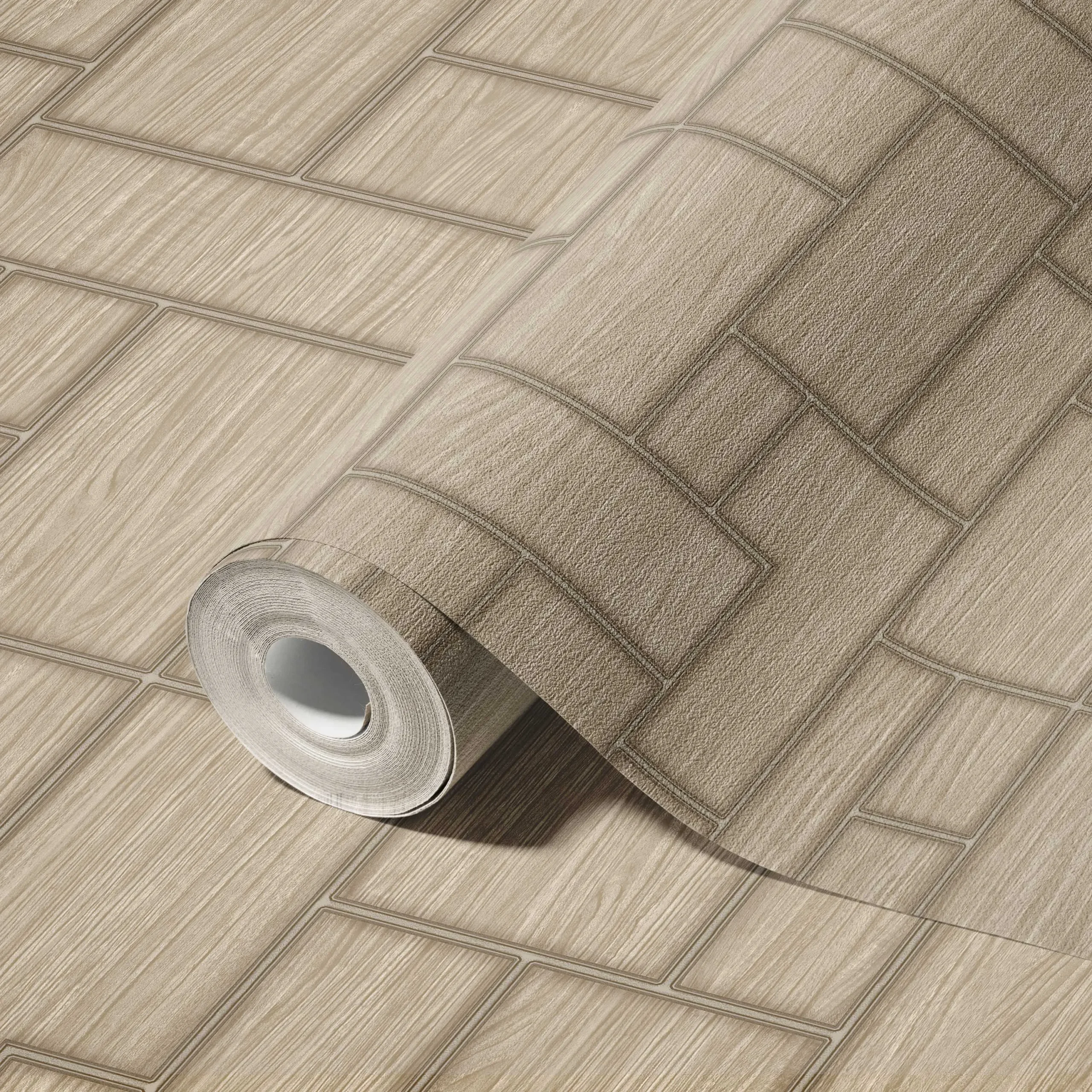 Tan Embossed Wallpaper – Farmhouse Warmth (23108-2)
